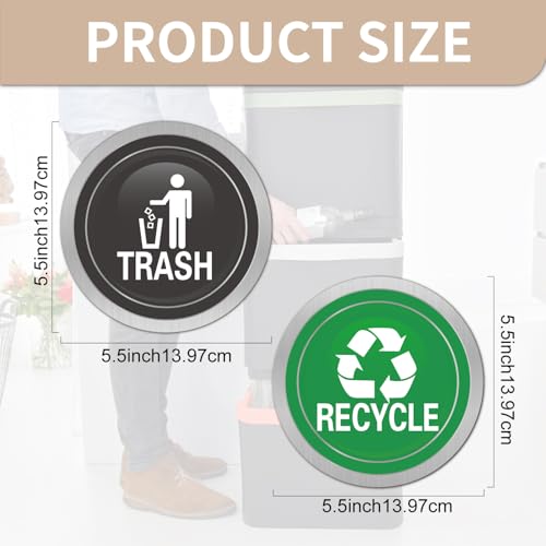 Round Recycle and Trash Magnets for Kitchen Bins