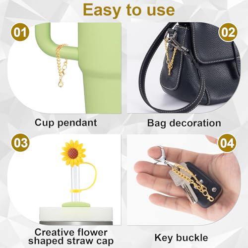 CustomyLife Sunflower Straw Topper and Daisy Chain for 10mm Stanley Tumbler