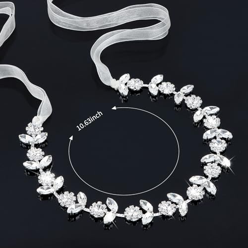 Silver Crystal Flower Girl Headband Rhinestone Hair Accessory