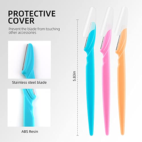 24 Pack Eyebrow Razors for Women Face Dermaplaning Tool Facial Hair Trimmer with Safety Cover