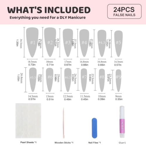 elarossa Short Red Almond Press on Nails, French Tip Fake Nails with Glue