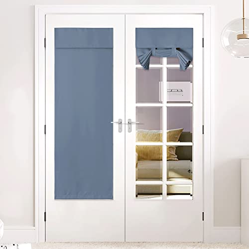NICETOWN Stone Blue Blackout Curtain for French Doors, 26x72"