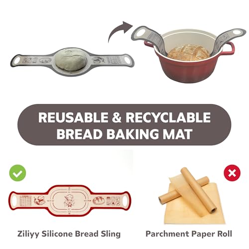Silicone Bread Sling for Dutch Oven - 2-Pack Red Oval & Gray Round Mats
