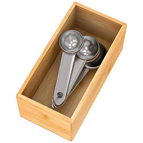 Bamboo Drawer Organizer Utensil Holder 6x3x2.5 Inch - Stackable Storage
