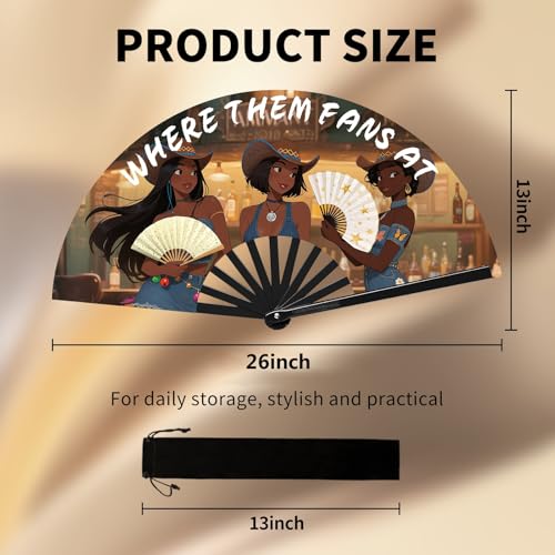 13-Inch Folding Dance Fan for Line Dancing, Festivals & Parties