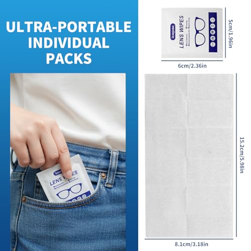 Lens Cleaning Wipes - 220 Count Individually Wrapped for Glasses & Lenses