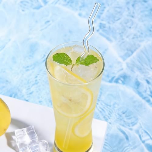 12 Pack Colorful Reusable Glass Straws with Cleaning Brushes