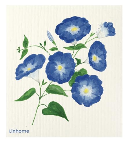 Linhome Garden Collection Swedish Dishcloth - Morning Glory, Reusable & Compostable