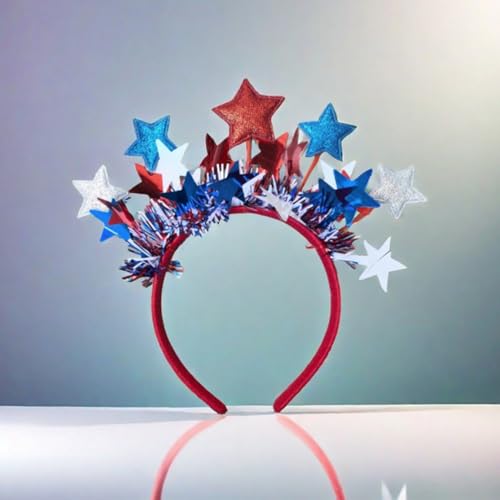 Patriotic Sequin Star Headband - Red White and Blue 4th of July Hair Accessory