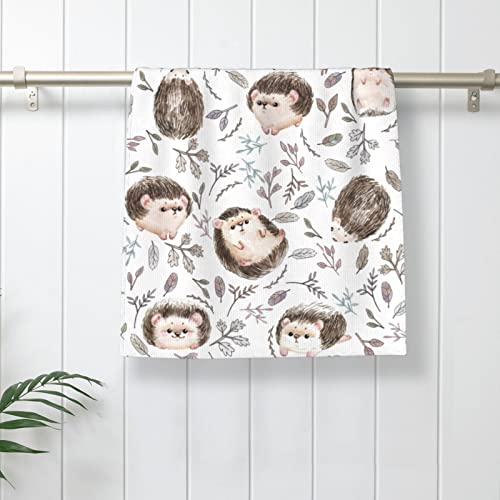 Ohiokwei White Hedgehog Pattern Hand Towels 27.5x15.7 Inches Ultra Soft & Absorbent