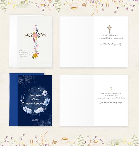 Nihuecne 24 Pack Floral Christian Sympathy Cards with Envelopes