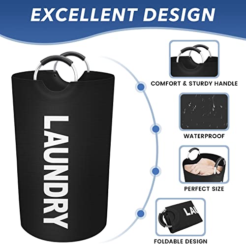 90L Waterproof Collapsible Laundry Hamper with Foam Handles - Black