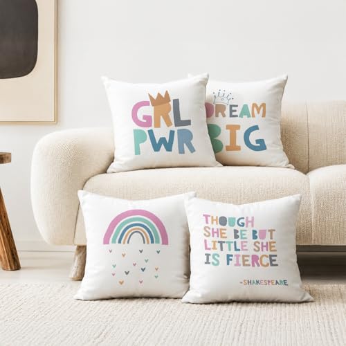 Though She Be But Little She Is Fierce Throw Pillow Covers, 18x18 Set of 4