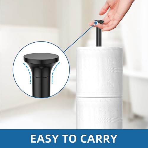 Keepmisc Freestanding Toilet Paper Holder Stand - Matte Black Steel