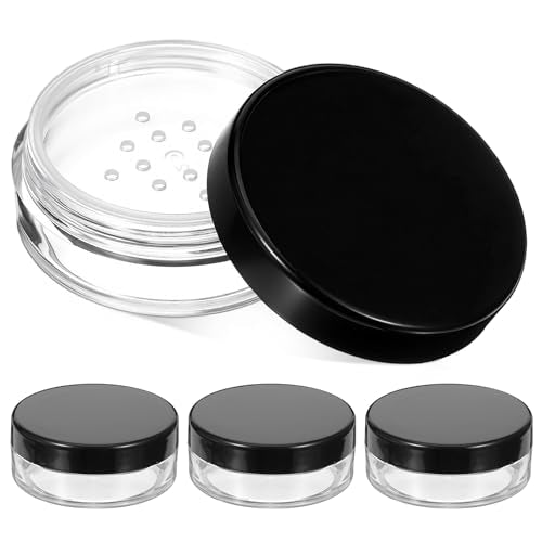 Jxiwfvl 4 PCS Empty Loose Powder Containers 10ml Refillable Travel Makeup Compact with Sifter