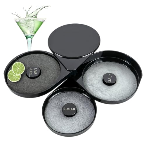 Black Margarita Salt Rimmer Set - 3-Tier Cocktail Glass Rimmer