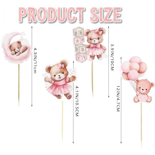 48-Piece Baby Bear Cupcake Toppers for Jungle Theme Parties