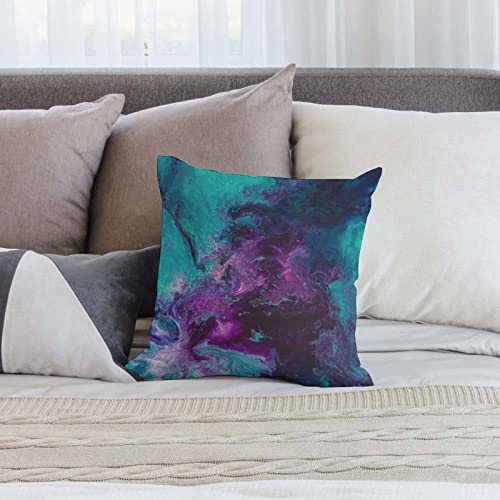 Galaxy Velvet Throw Pillow Cover - Purple Teal 12x12 Cozy Cushion