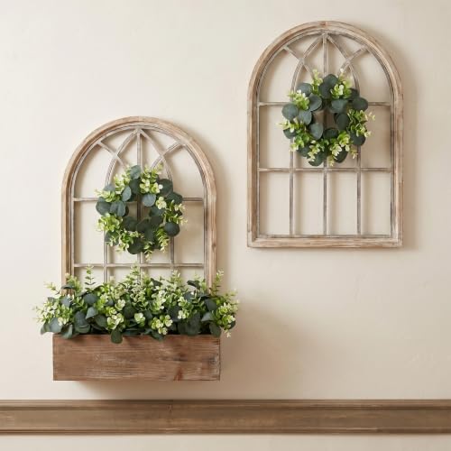 2 Pack Artificial Eucalyptus Candle Rings for Pillar Candles, 9-Inch Greenery