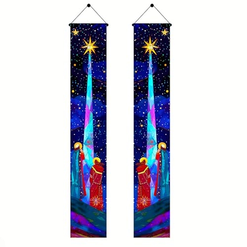 HOMETITUTE Nativity Star Door Banner Set Religious Christmas Porch Sign
