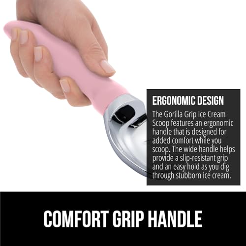 Gorilla Grip Heavy Duty Ice Cream Scoop - Professional Pink