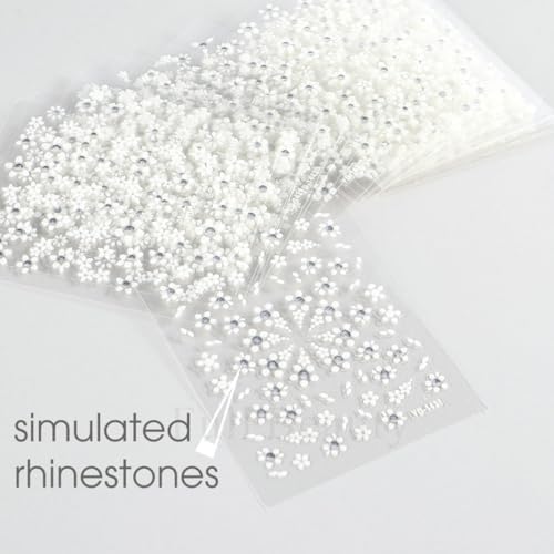 30 Sheets 3D White Flower Nail Art Stickers Self-Adhesive Floral Decals