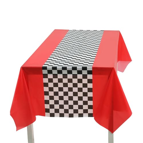 Racing Car Racetrack Party Tablecloth, 108x54 Inch Disposable Plastic Table Cover for Kids Birthday