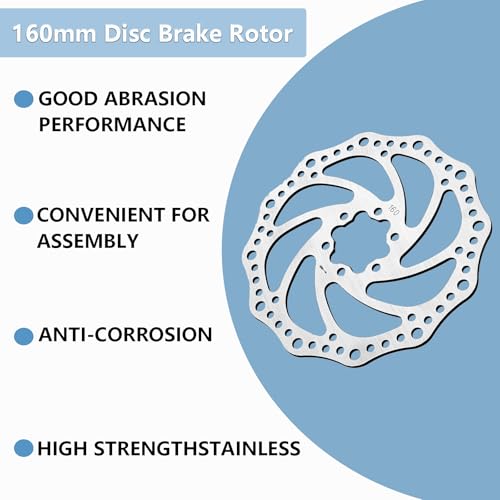 160mm Brake Disc, Stainless Steel Rotor for Bicycle Brakes, Ideal for Road and Mountain Bikes Cycling