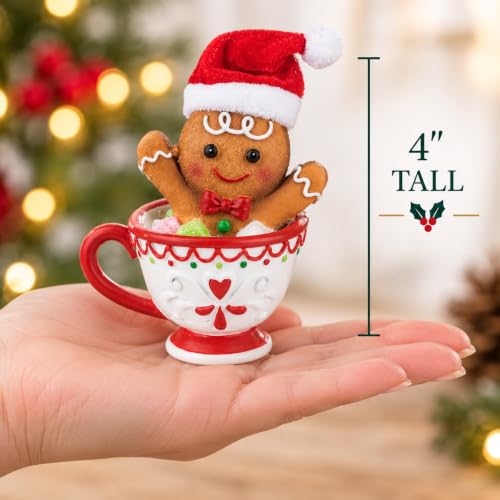 Gingerbread Cookie Figurines Set - Christmas Holiday Decor, 4-Inch