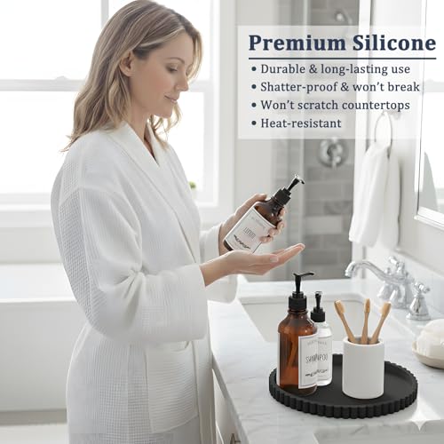 HighHerz 9-Inch Round Silicone Bathroom Tray - Modern Decorative Organizer