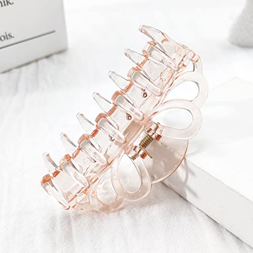 B.PHNE 4 Pack Clear Hair Claw Clips - 3.5 Inch Butterfly Banana Clips