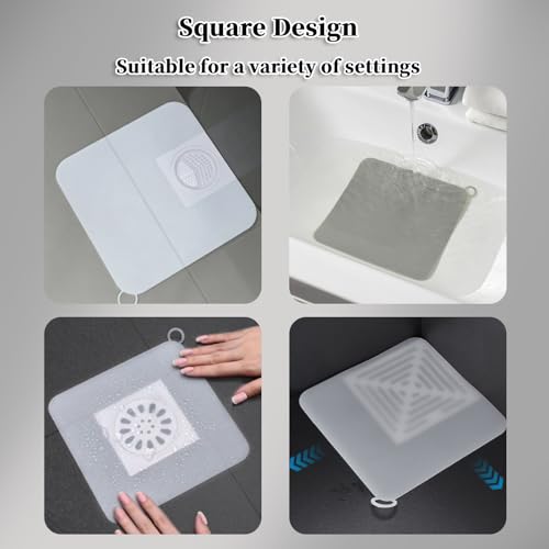 8x8 Inch Silicone Floor Drain Cover - Anti-Odor Sewer Sealing Mat (2 Pack)