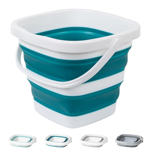 Tiawudi Teal Blue Collapsible Bucket - 1.32 Gallon Portable Mop Tub