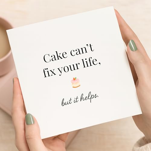 MissDaisy Funny Birthday Card – 'Cake Can't Fix Your Life' Humor