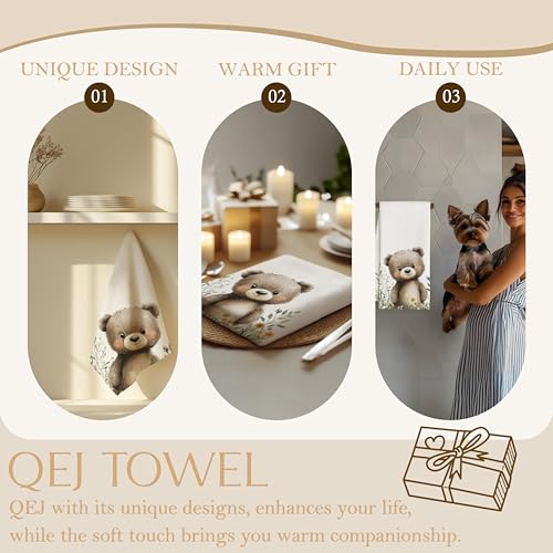 Boho Bear Decorative Hand Towels for Kids - 16x24 Inch