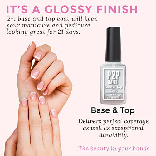 P2P Nails Gel Top Coat and Base Coat Long Lasting Glossy Finish No Wipe