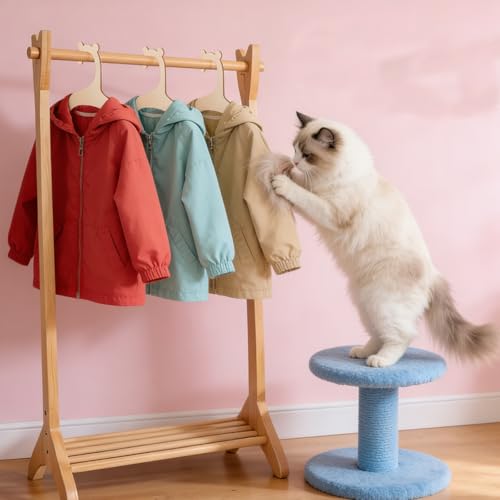 LIQWEI Wooden Baby Hangers with Bear Ears - 10 Pack Non-Slip Kids Hangers