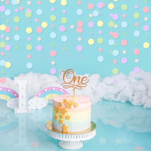 Outus Pastel Circle Garland Banners, 5-Piece Paper Hanging Streamer Set