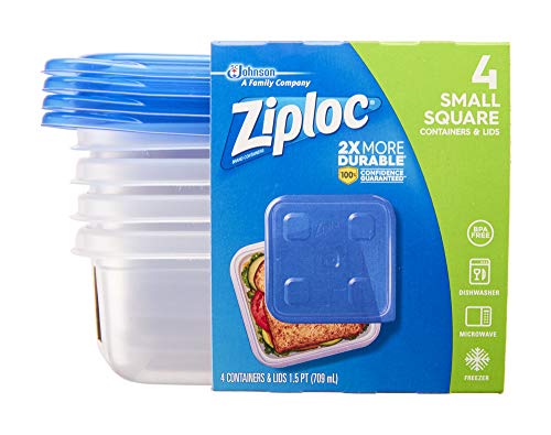 Ziploc Square Food Storage Containers Reusable 4 Count with Snap Lid Tech