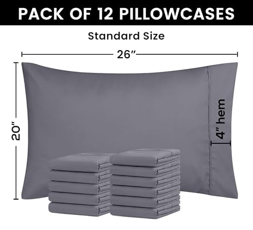 Ultra Soft Grey Pillow Cases Set of 4 - Standard Size Microfiber