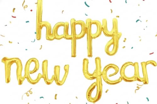 21 Inch Gold Happy New Year Balloons 2026 - Festive Party Decor