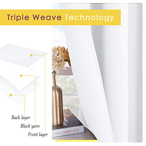 NICETOWN White Grommet Curtains - 42"W x 54"L Light Filtering Drapes (2 Panels)