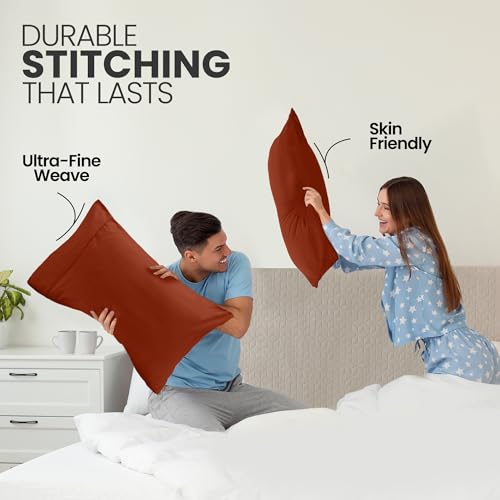 Queen Size Pillow Cases Set of 2 - Ultra Soft Microfiber Orange Covers