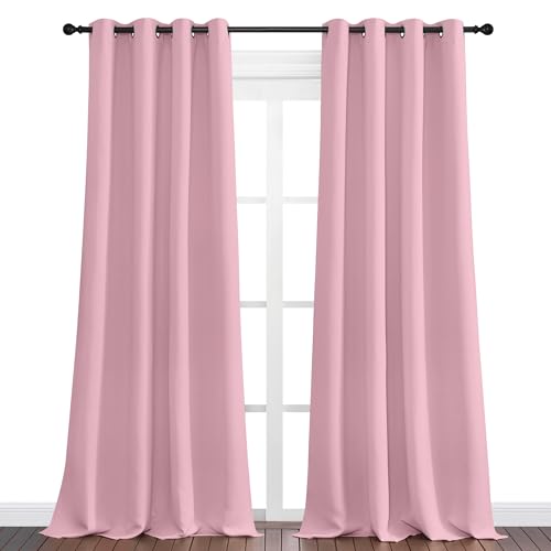 NICETOWN Blackout Curtains 55" x 120" - Sound Reducing & Thermal Insulating Pink Panels