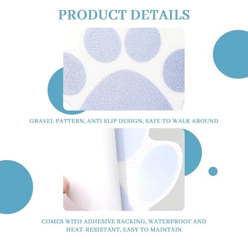 Non-Slip Bathtub Stickers - 20 Paw Print Anti-Slip Decals