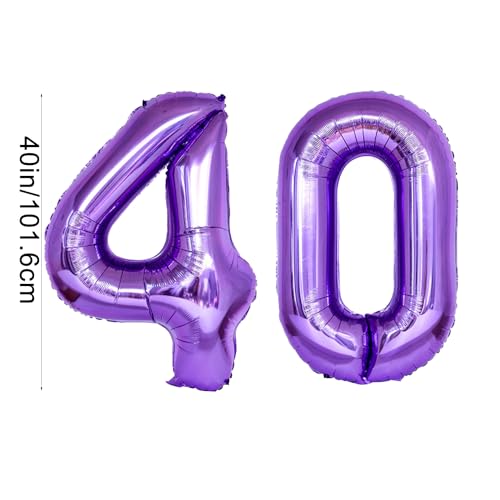 40 Inch Purple Foil Number 40 Balloon for Birthday & Party Decor