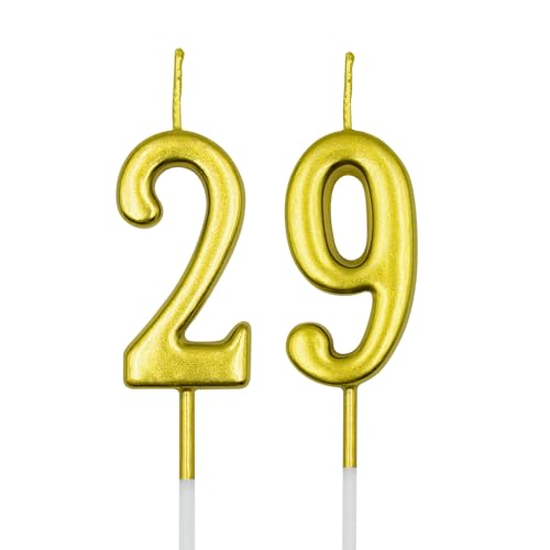 Artensueno Gold Number 29 92 Birthday Candles Cake Topper Decoration