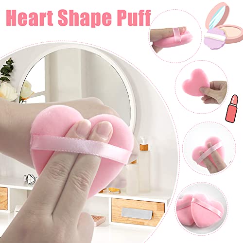 Spunspon 6-Piece Heart Shape Makeup Powder Puff Velour Sponge