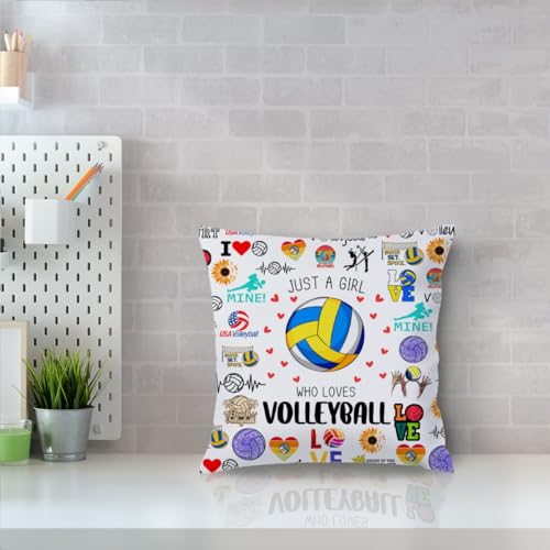 Volleyball Throw Pillow Cover - 18x18 Inch Inspirational Gift for Players