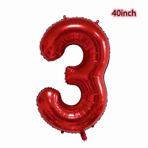 40 Inch Red Number 3 Balloon for 3rd Birthday Party